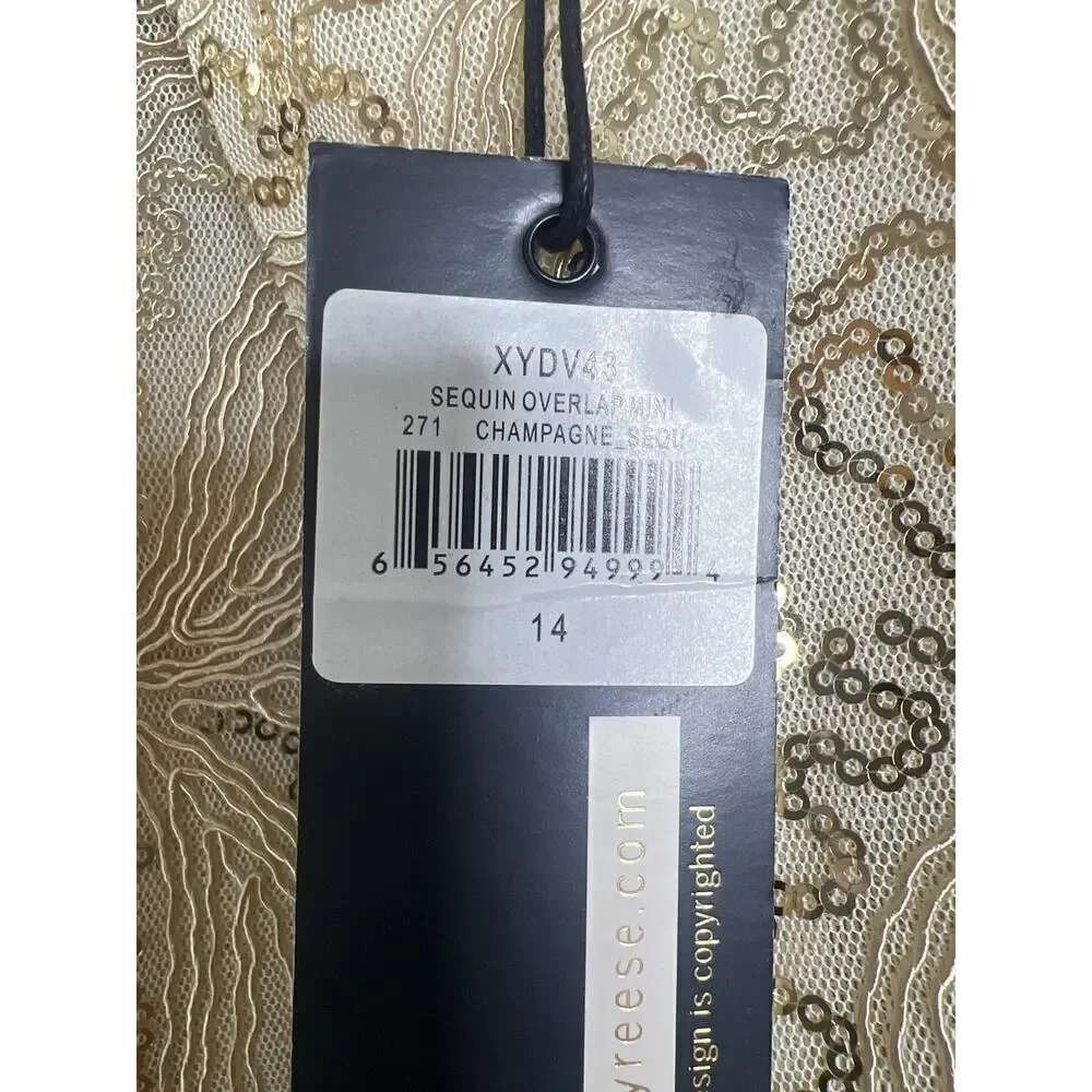 NWT Anthropologie Plenty by‎ Tracy Reese Sequin Overlap Mini Skirt in Gold SZ 14